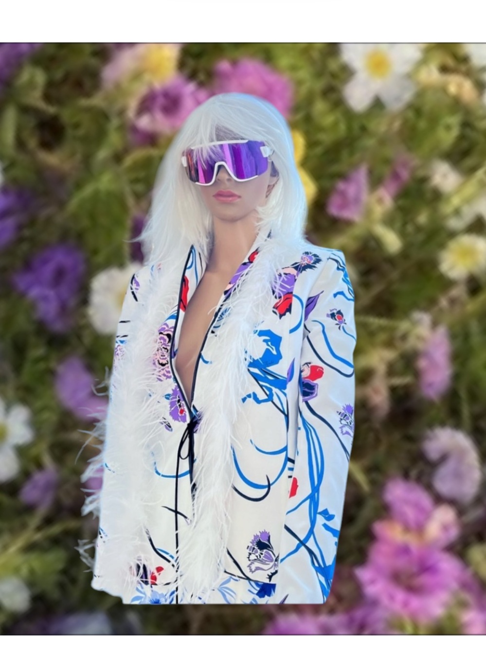 Emilio Pucci Floral White  Kimono Blazer Jacket